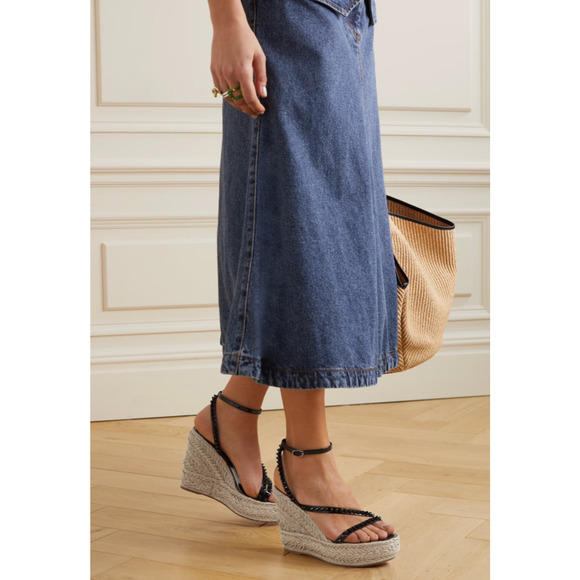 Christian Louboutin Mafaldina Zeppa 120 Black Platform Wedge Sandal Heel Pump 37 - Picture 3 of 12